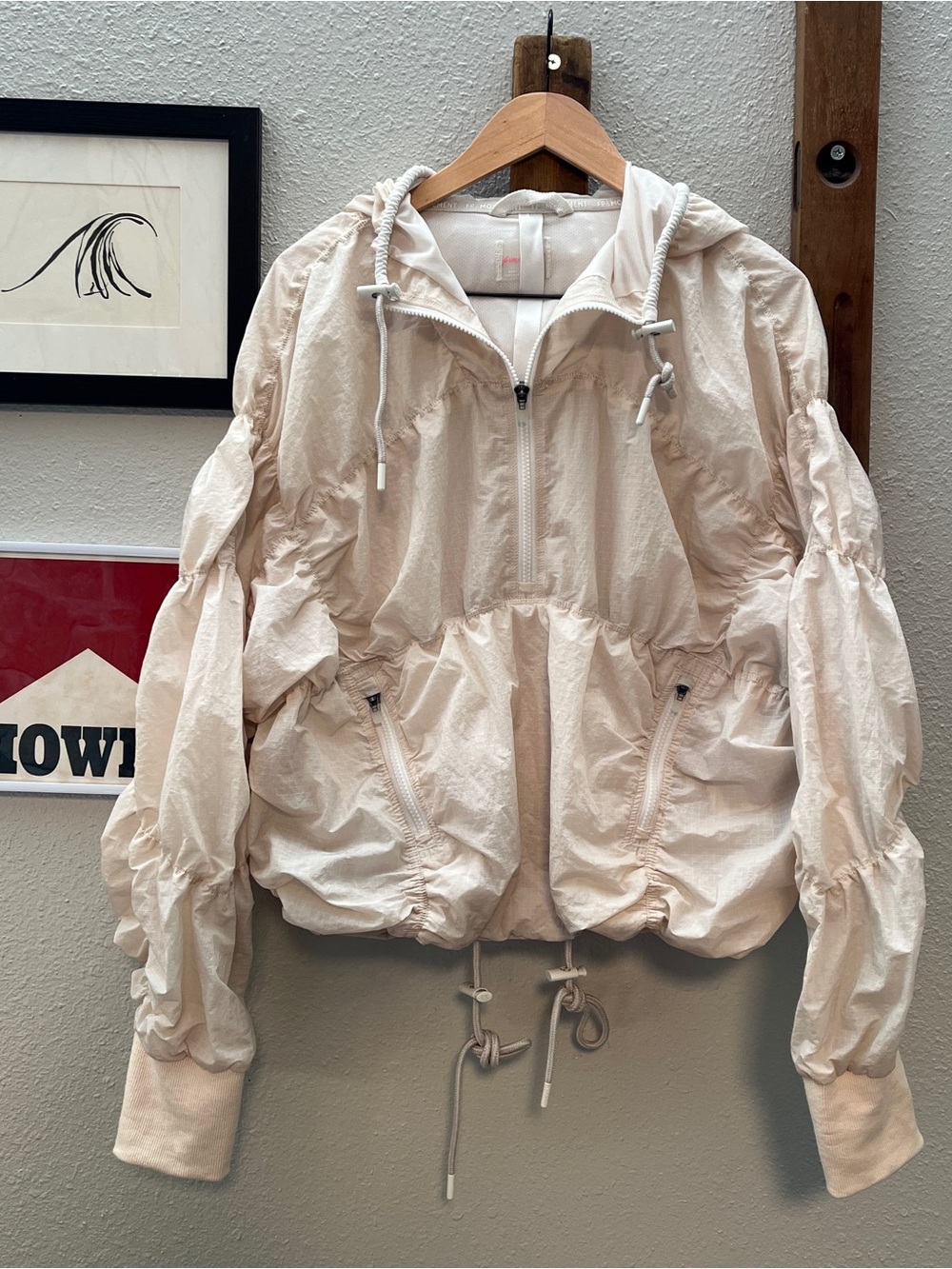 $148 FP Movement by Free People Happy Camper Pullover Bleached Clay Jacket